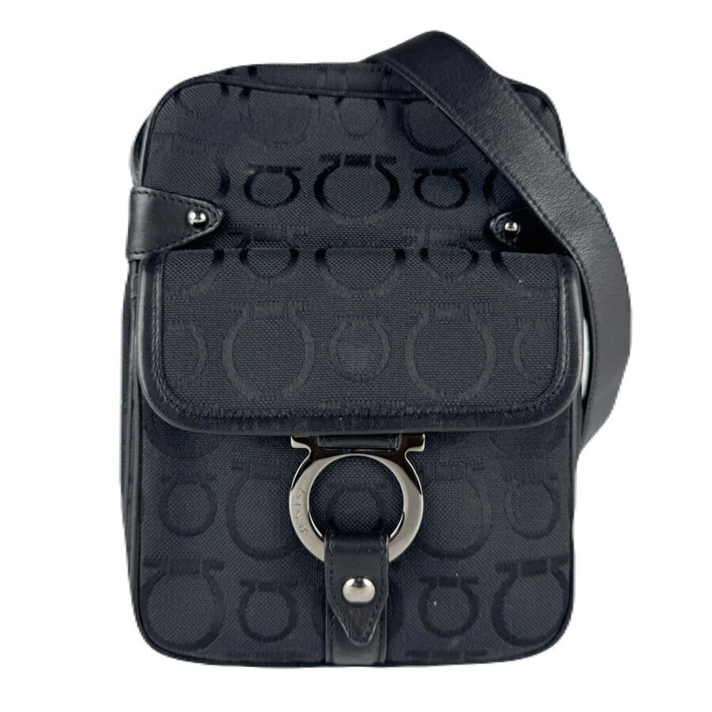 Salvatore Ferragamo Crossbody bag Gancini canvas leather black